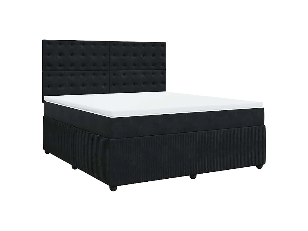 Sommier à lattes de lit avec matelas Noir 180x200 cm Velours