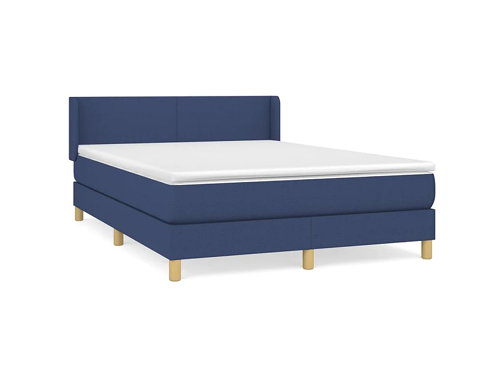 Boxspringbett mit Matratze Blau 140x190 cm Stoff