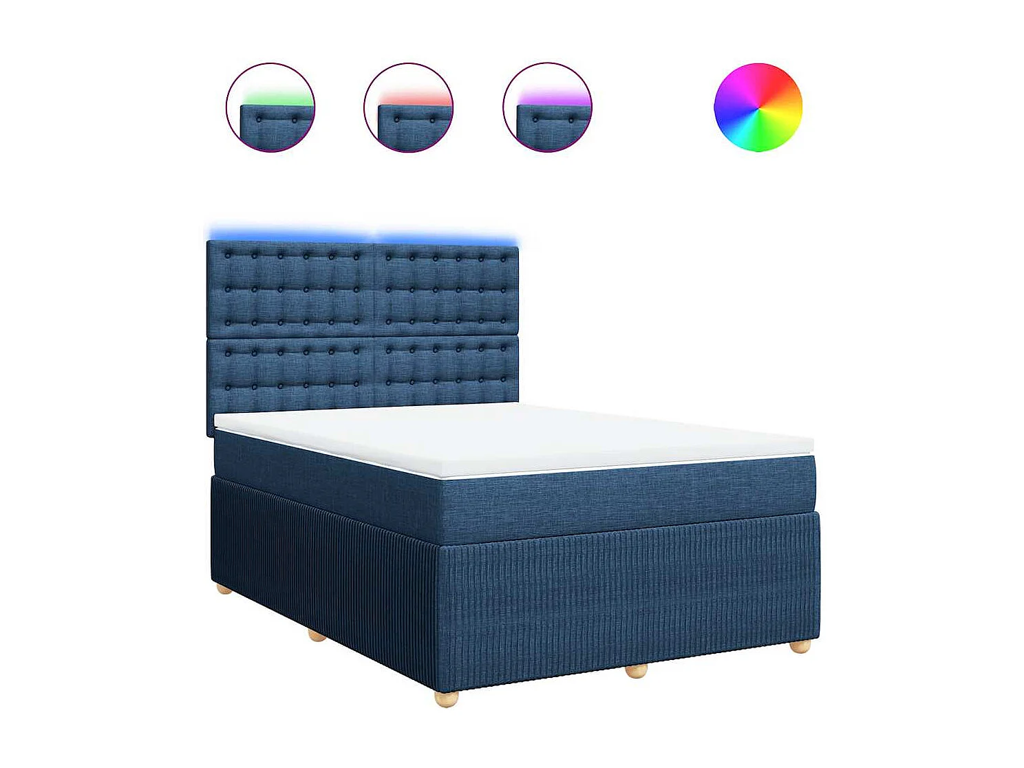 Sommier à lattes de lit avec matelas Bleu 140x190 cm Tissu