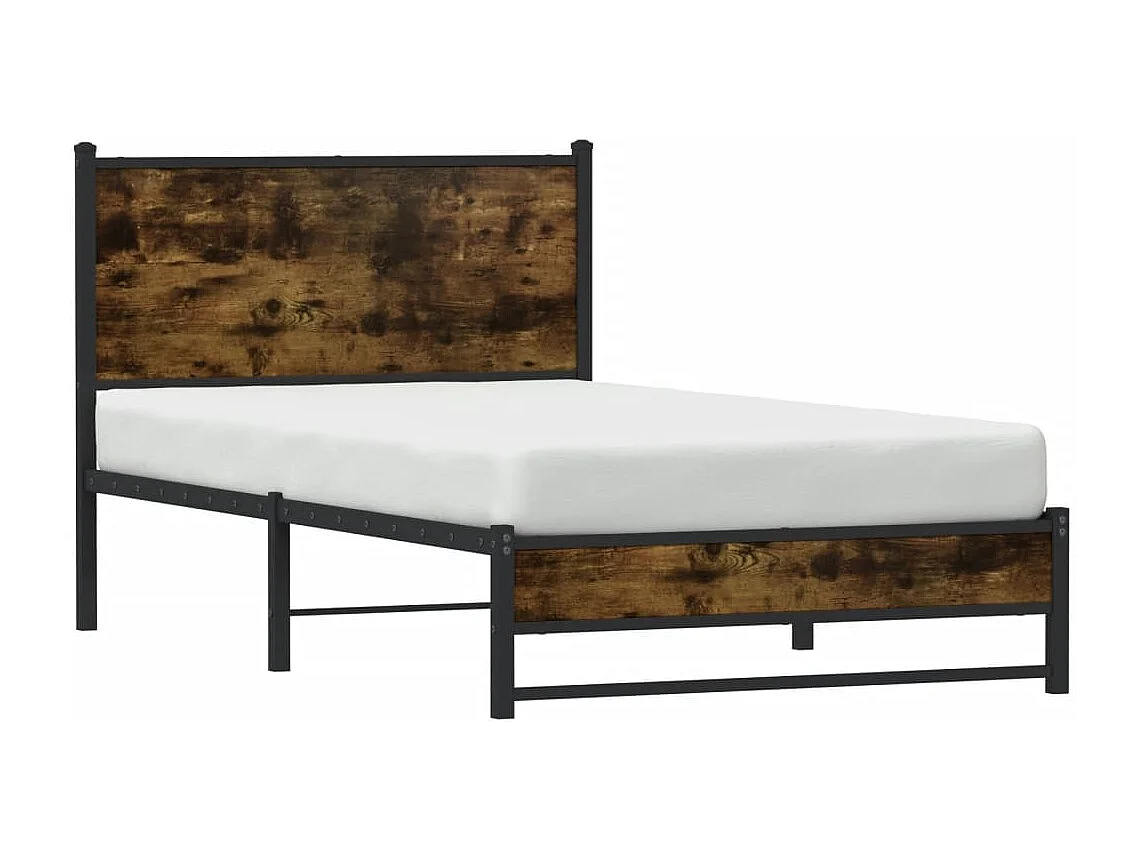 Bedframe zonder matras metaal gerookt eikenkleurig 100x190 cm