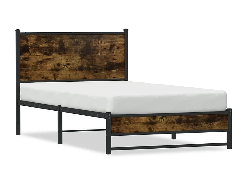 Bedframe zonder matras metaal gerookt eikenkleurig 100x190 cm