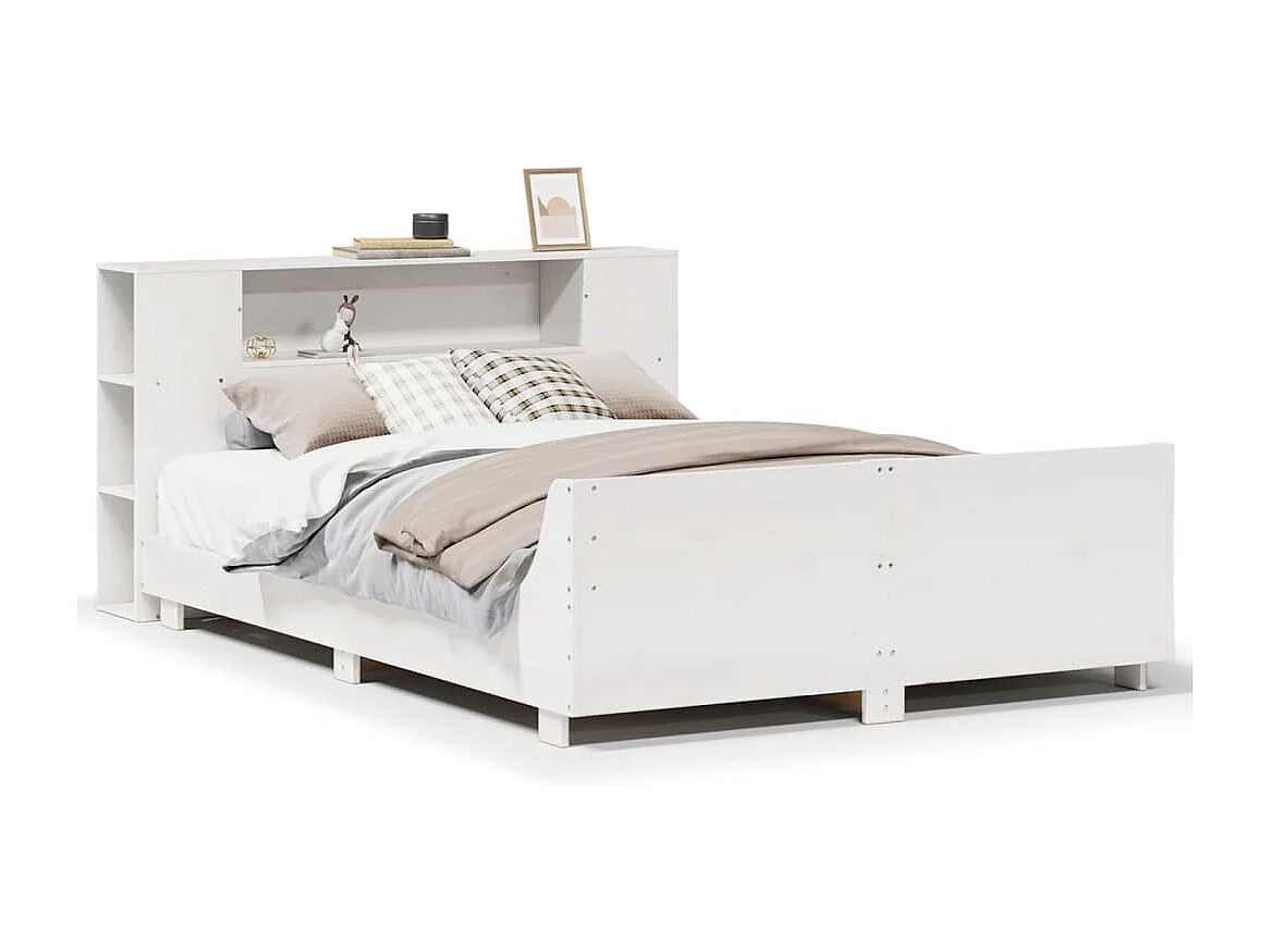 Letto senza Materasso Bianco 140x190 cm Legno Massello di Pino