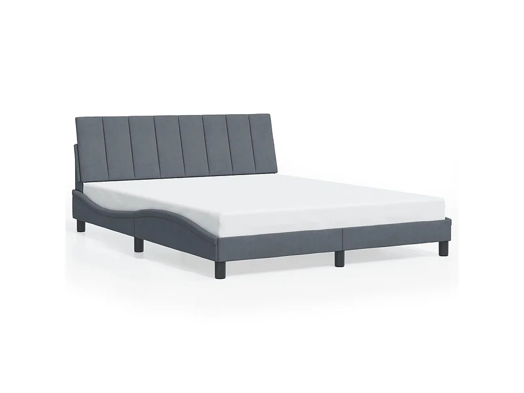 Bedframe met LED zonder matras "Hanko"  fluweel donkergrijs 160x200 cm