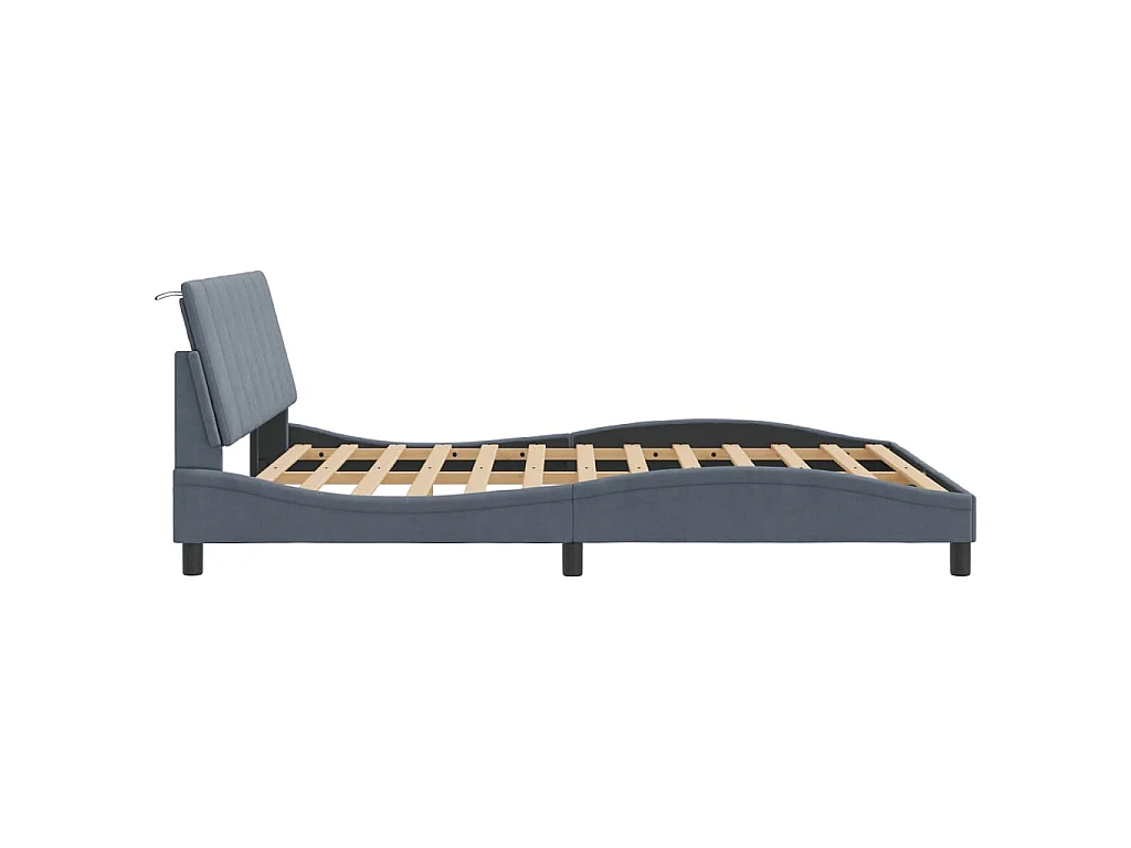 Bedframe met LED zonder matras "Hanko"  fluweel donkergrijs 160x200 cm