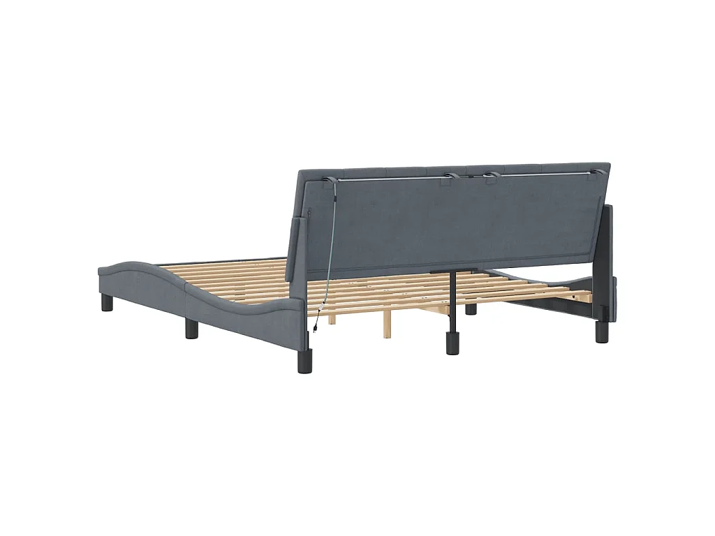 Bedframe met LED zonder matras "Hanko"  fluweel donkergrijs 160x200 cm