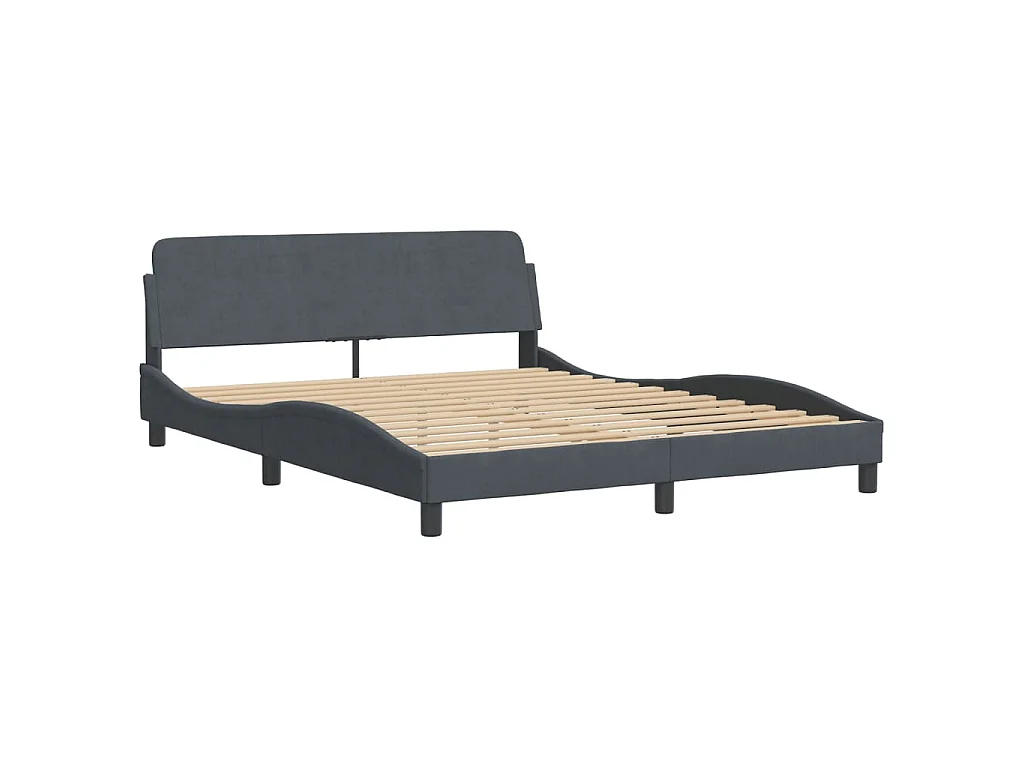 Bedframe met LED zonder matras "Hanko"  fluweel donkergrijs 160x200 cm