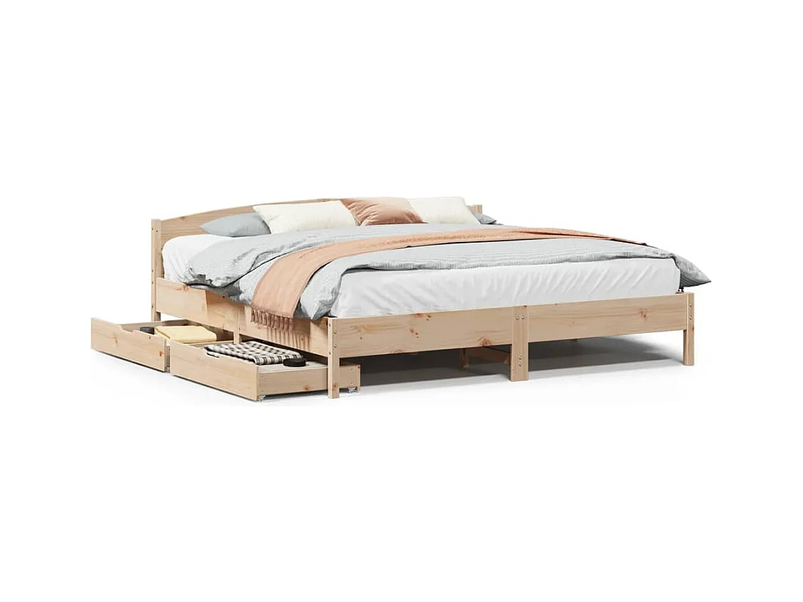 Cadre de lit sans matelas 180x200 cm bois massif de pin