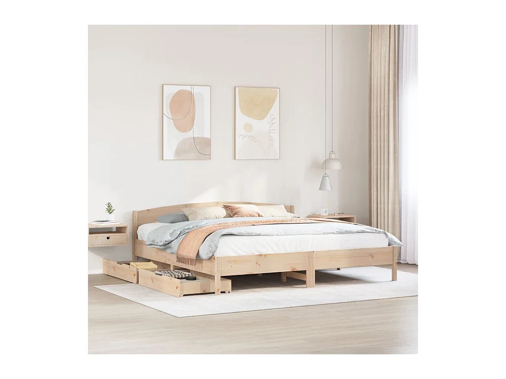 Letto senza Materasso 180x200 cm in Legno Massello di Pino