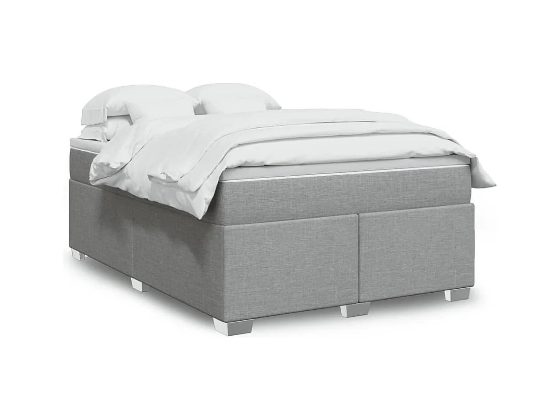 Sommier à lattes de lit avec matelas Gris clair 140x190cm Tissu