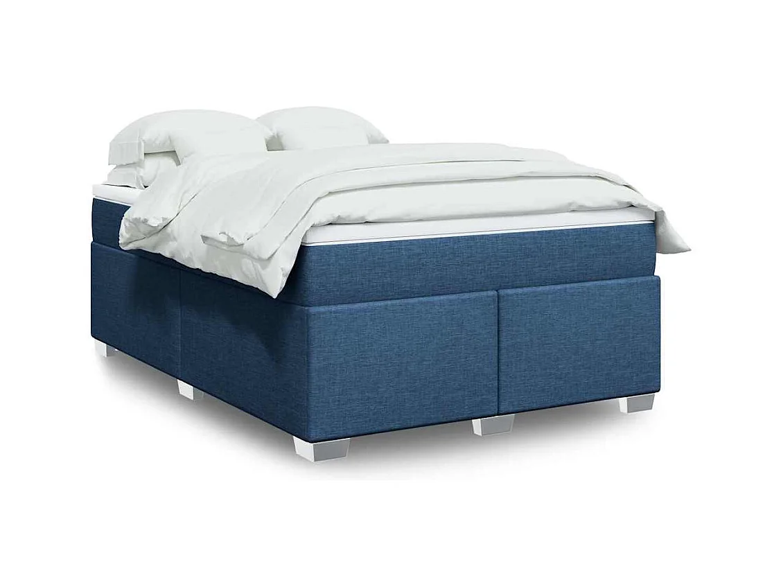 Sommier à lattes de lit avec matelas Bleu 140x190 cm Tissu