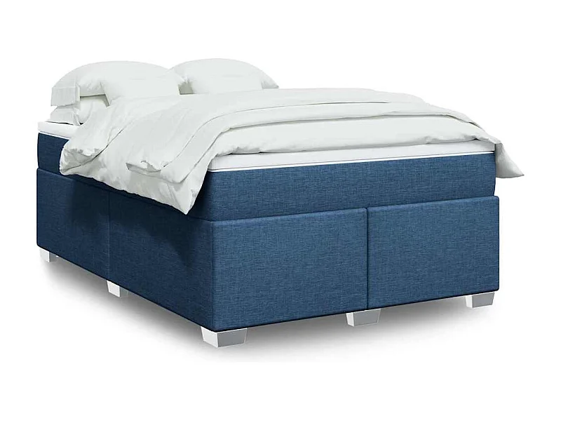 Sommier à lattes de lit avec matelas Bleu 140x190 cm Tissu