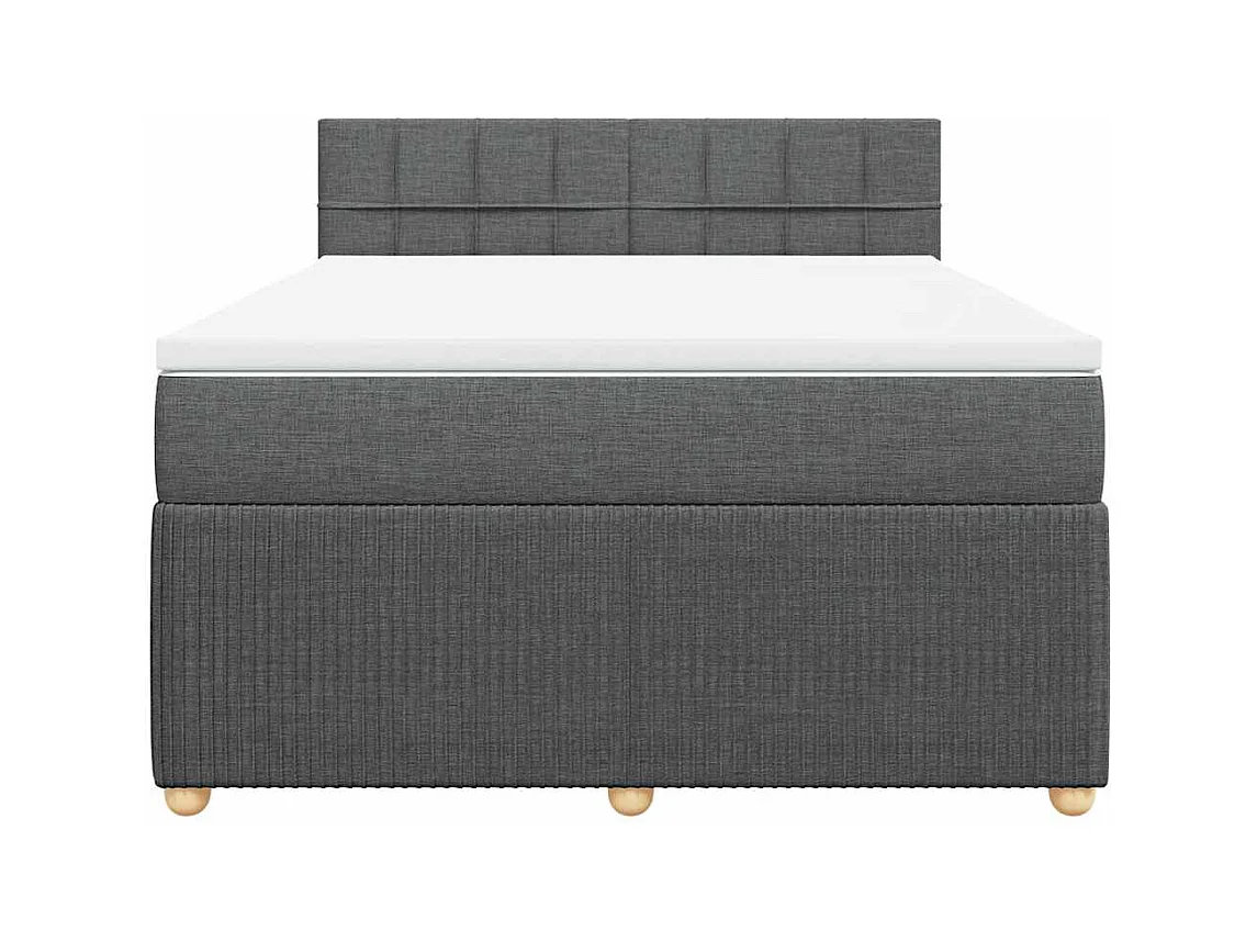 Sommier à lattes de lit avec matelas Gris foncé 140x190cm Tissu