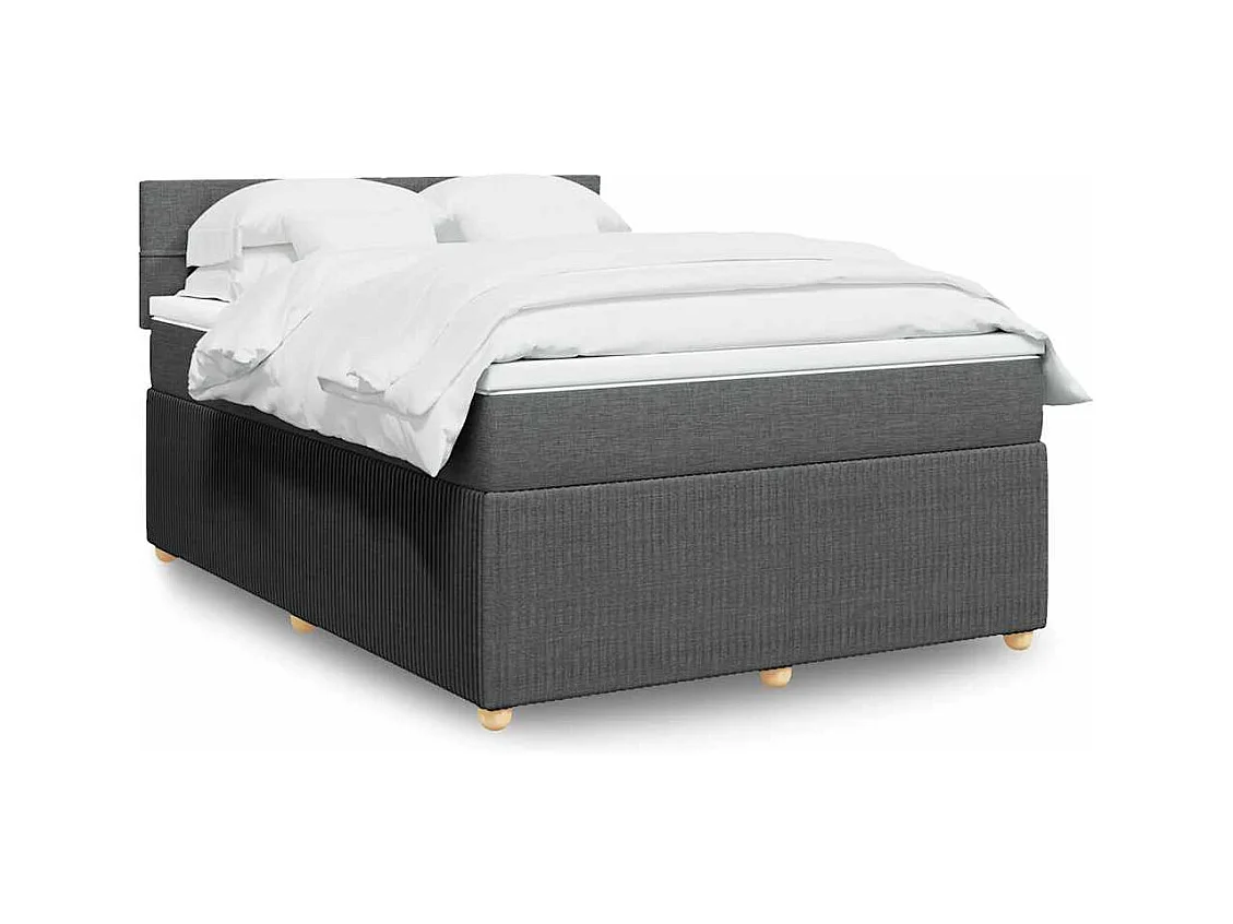 Sommier à lattes de lit avec matelas Gris foncé 140x190cm Tissu