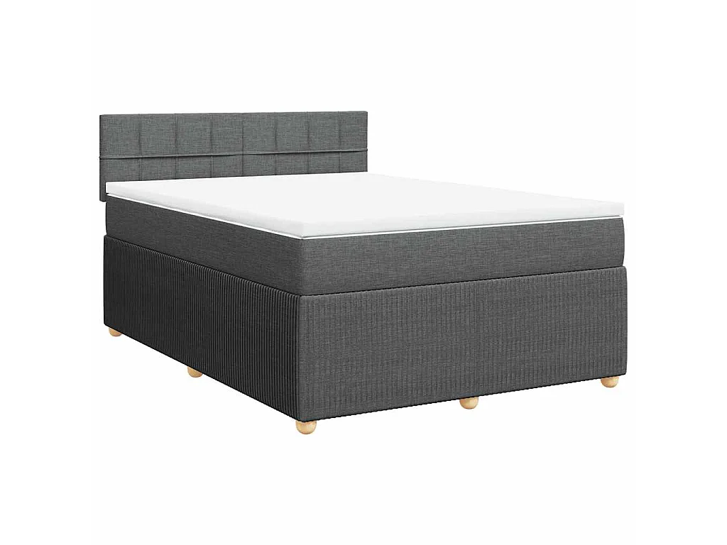 Cama box spring con colchón tela gris oscuro 140x190 cm