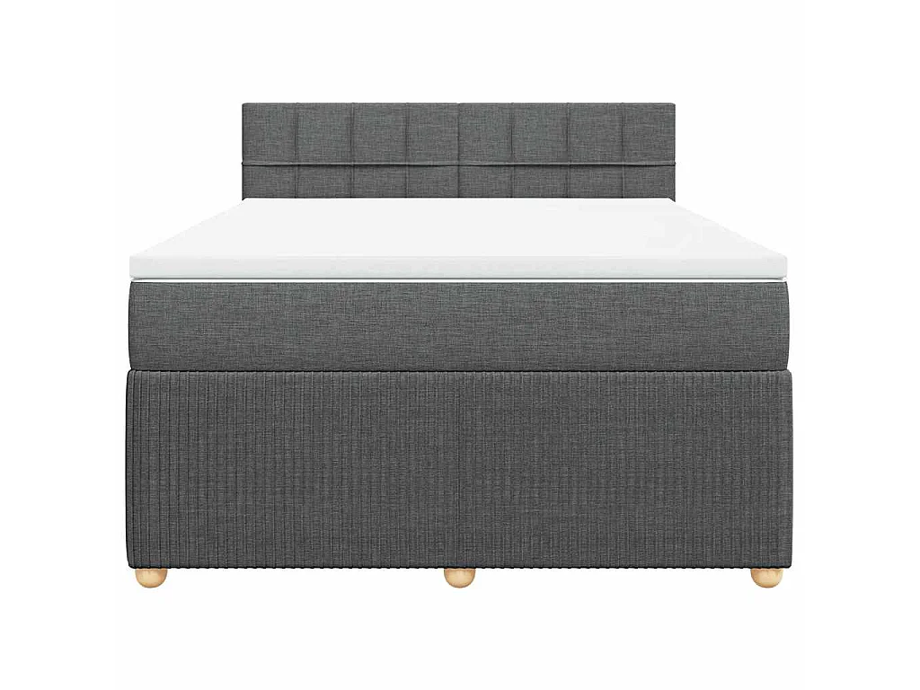 Cama box spring con colchón tela gris oscuro 140x190 cm