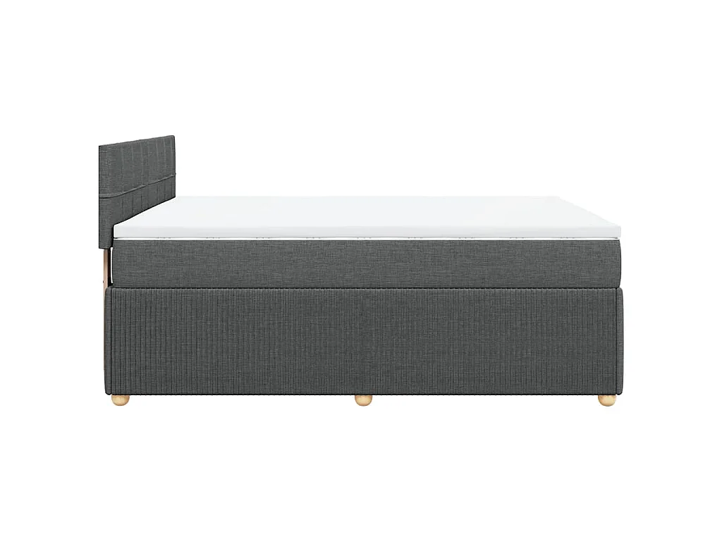 Cama box spring con colchón tela gris oscuro 140x190 cm