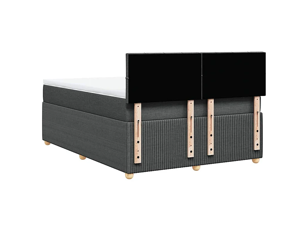 Cama box spring con colchón tela gris oscuro 140x190 cm