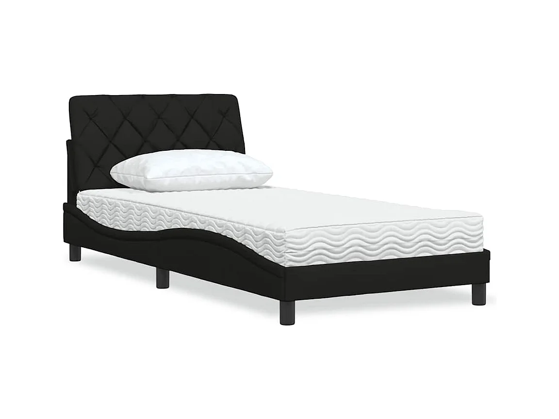 Bett mit Matratze Schwarz 100x200 cm Stoff
