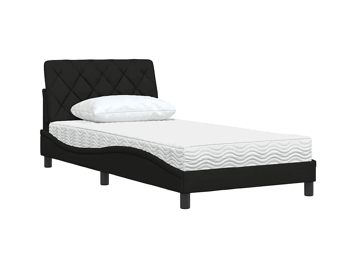 Bett mit Matratze Schwarz 100x200 cm Stoff