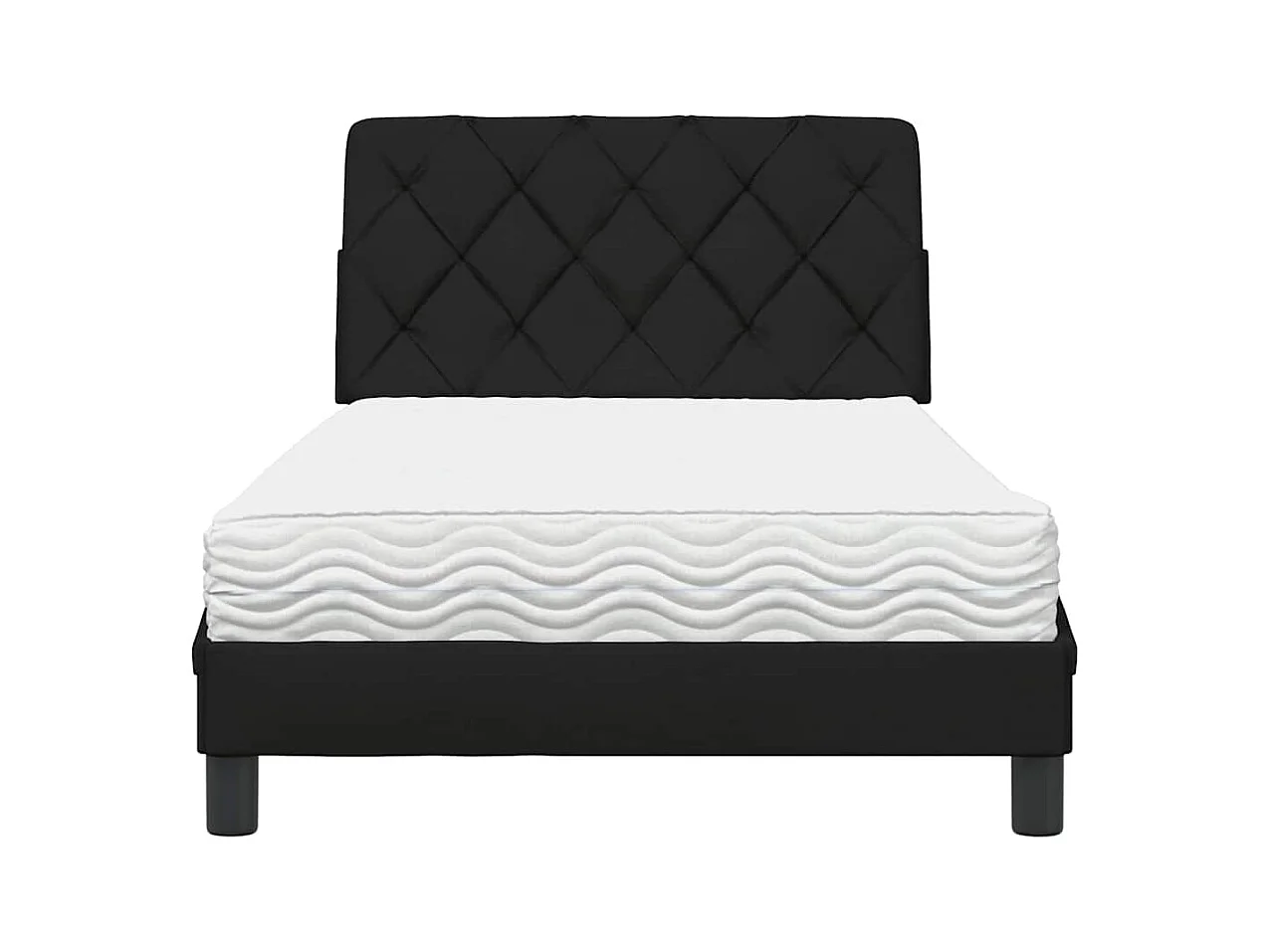 Bett mit Matratze Schwarz 100x200 cm Stoff