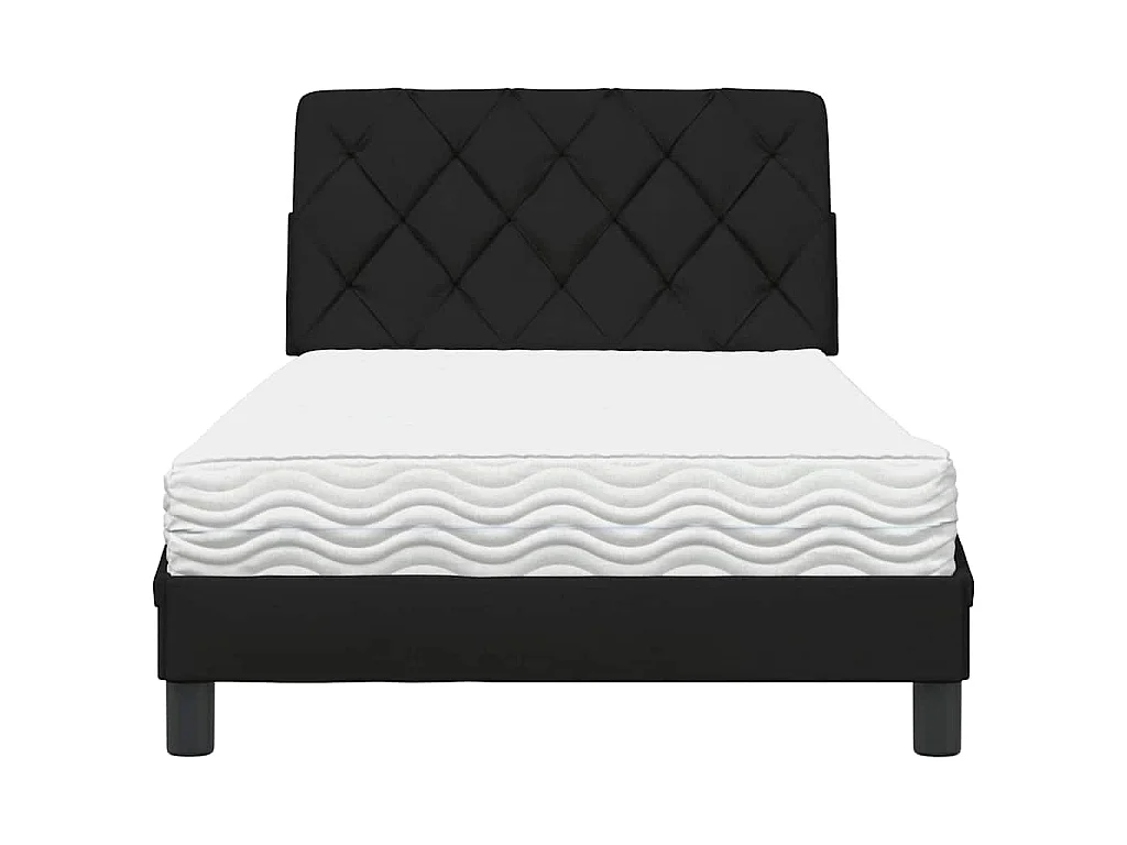 Letto con Materasso Nero 100x200 cm in Tessuto