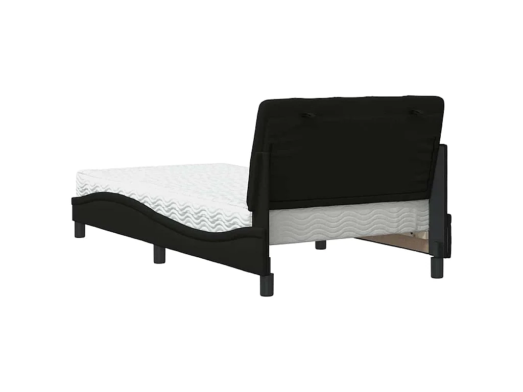 Letto con Materasso Nero 100x200 cm in Tessuto