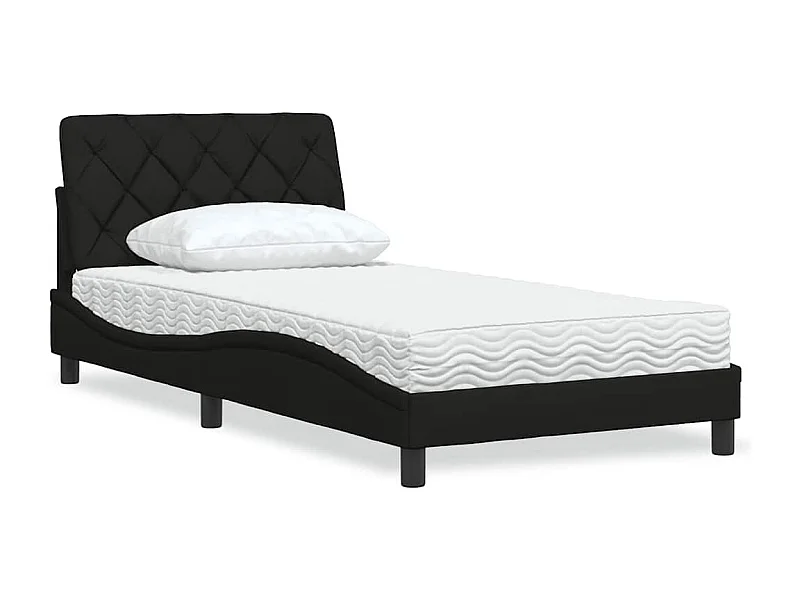 Bett mit Matratze Schwarz 100x200 cm Stoff