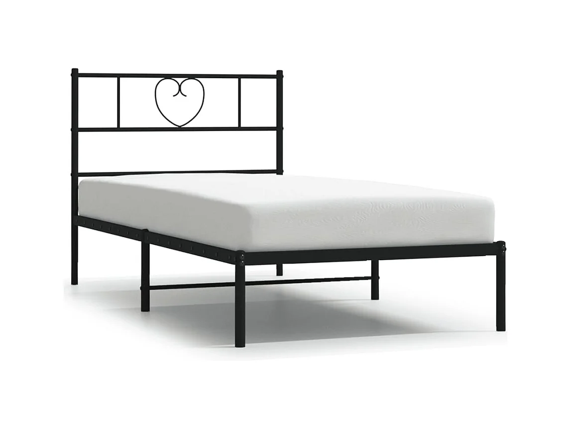 Bettgestell mit Kopfteil Metall Schwarz 90x200 cm