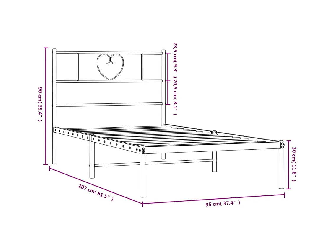 Bettgestell mit Kopfteil Metall Schwarz 90x200 cm