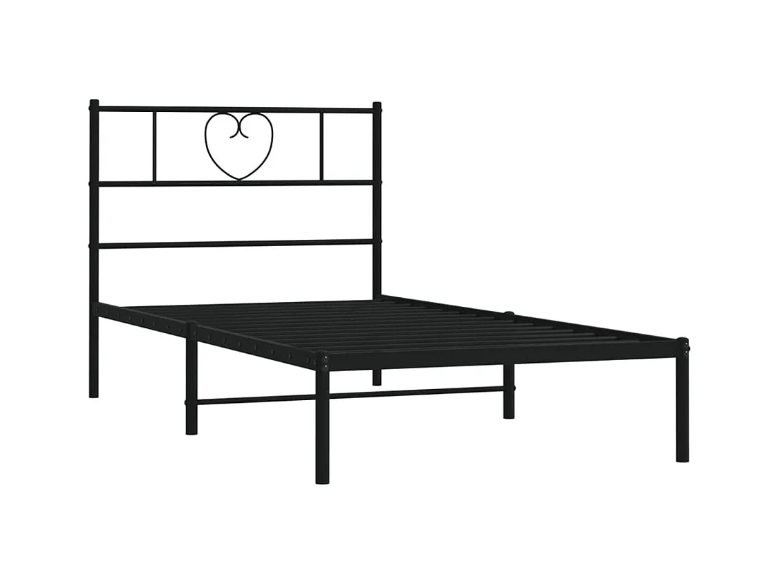 Bettgestell mit Kopfteil Metall Schwarz 90x200 cm