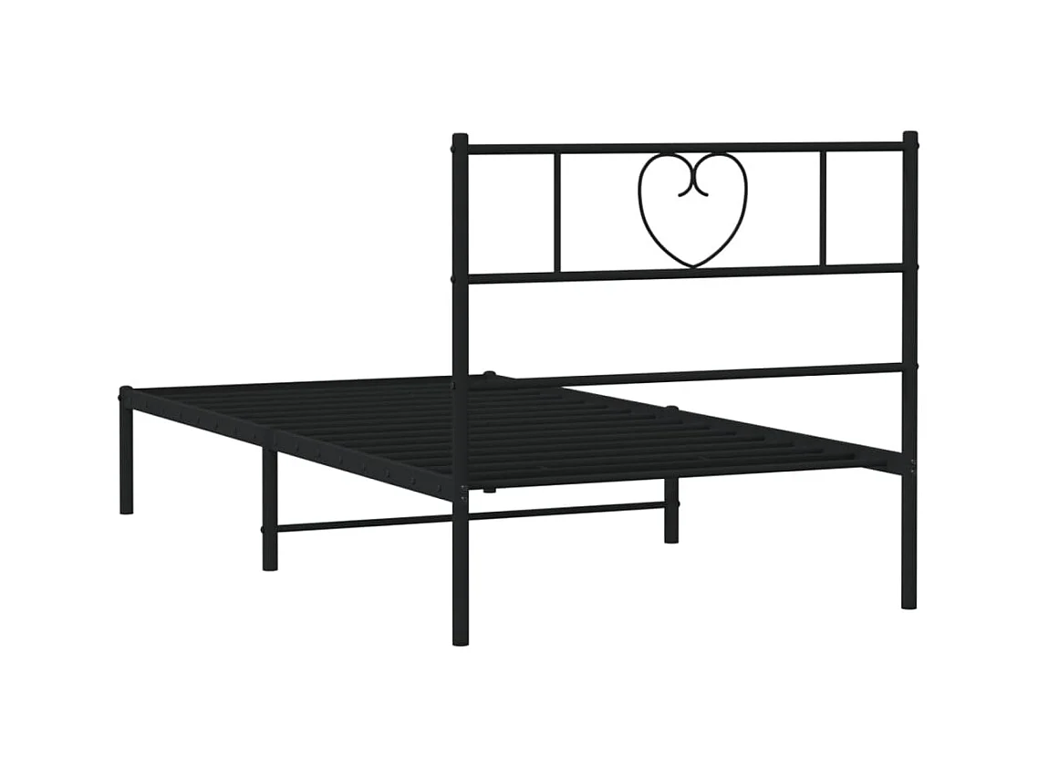Bettgestell mit Kopfteil Metall Schwarz 90x200 cm
