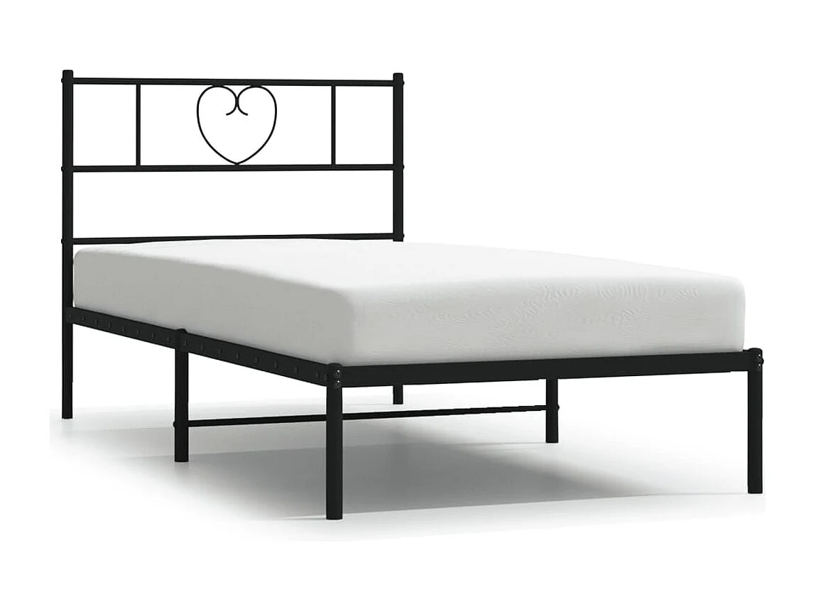 Cadre de lit métal sans matelas avec tête de lit noir 90x200 cm