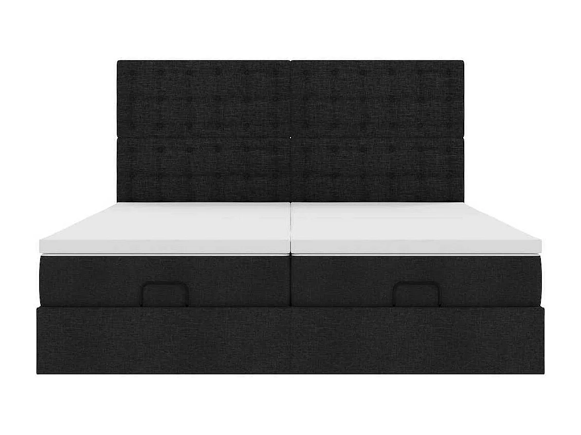 Ottoman-Bett mit Matratzen & LEDs Schwarz 160x200 cm Stoff