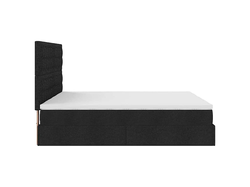 Cadre de lit ottoman avec matelas noir 160x200 cm tissu