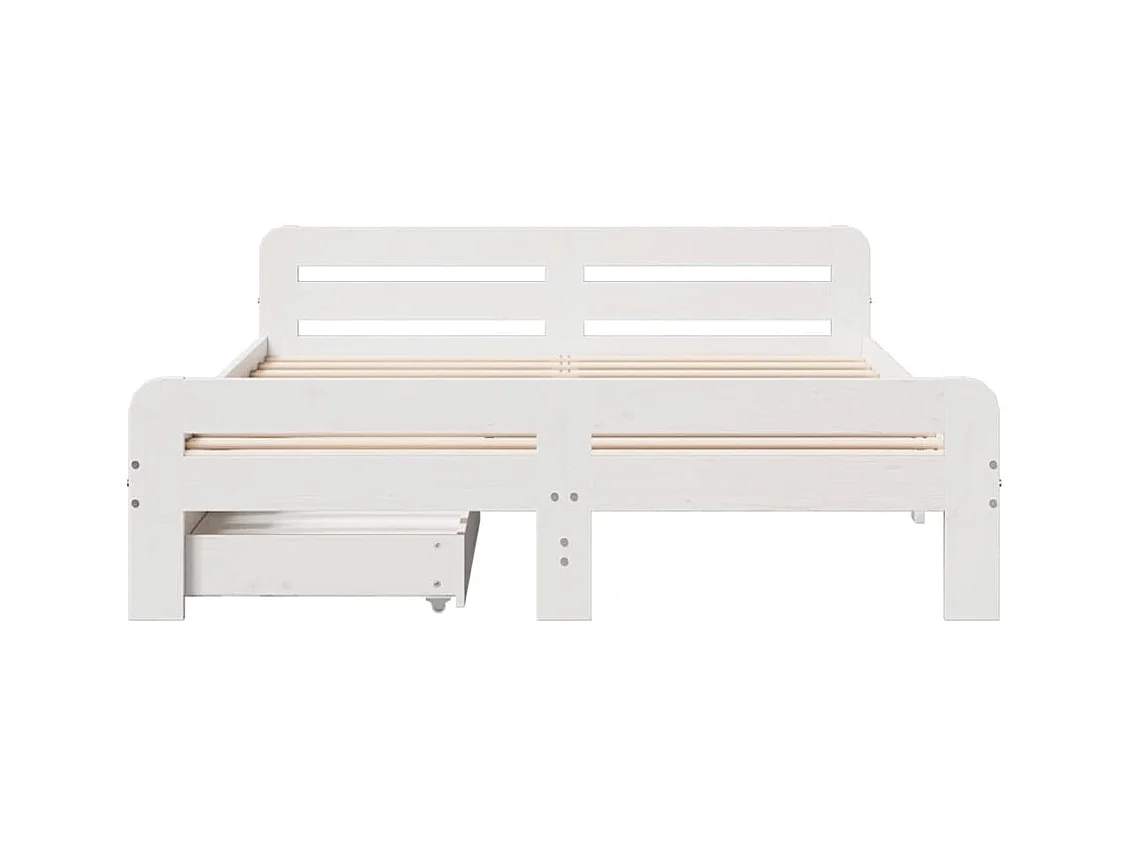 Cadre de lit sans matelas blanc 140x190 cm bois de pin massif