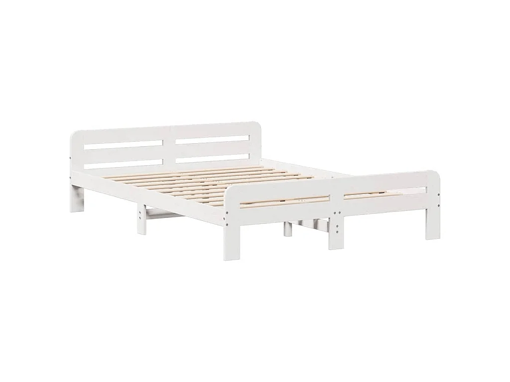 Letto senza Materasso Bianco 140x190 cm Legno Massello di Pino