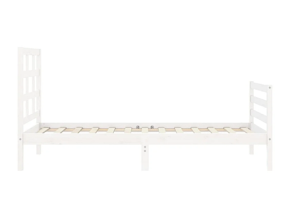 Bedframe met hoofdbord massief hout wit 90x200 cm