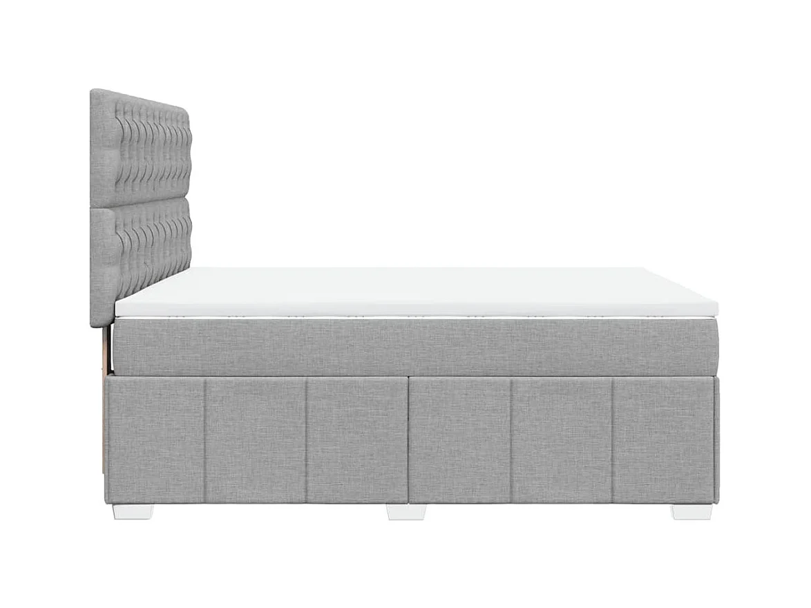 Cama box spring con colchón tela gris claro 140x200 cm