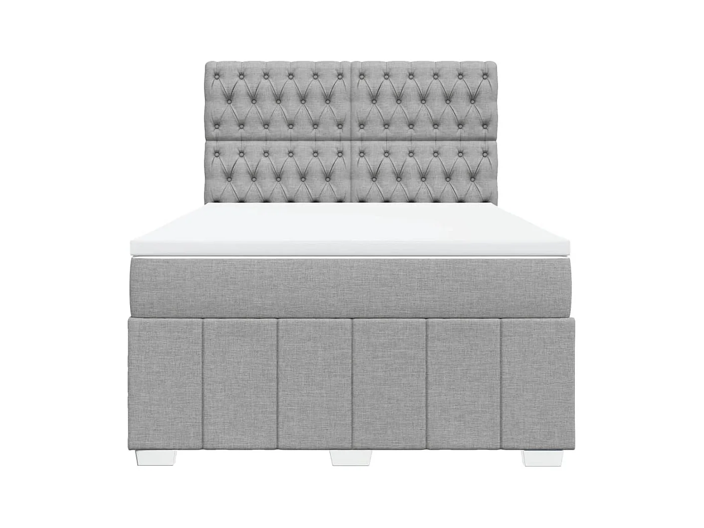 Cama box spring con colchón tela gris claro 140x200 cm