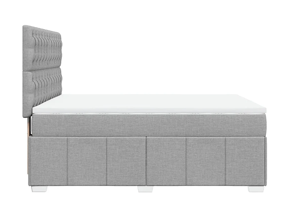 Boxspringbett mit Matratze Hellgrau 140x200 cm Stoff