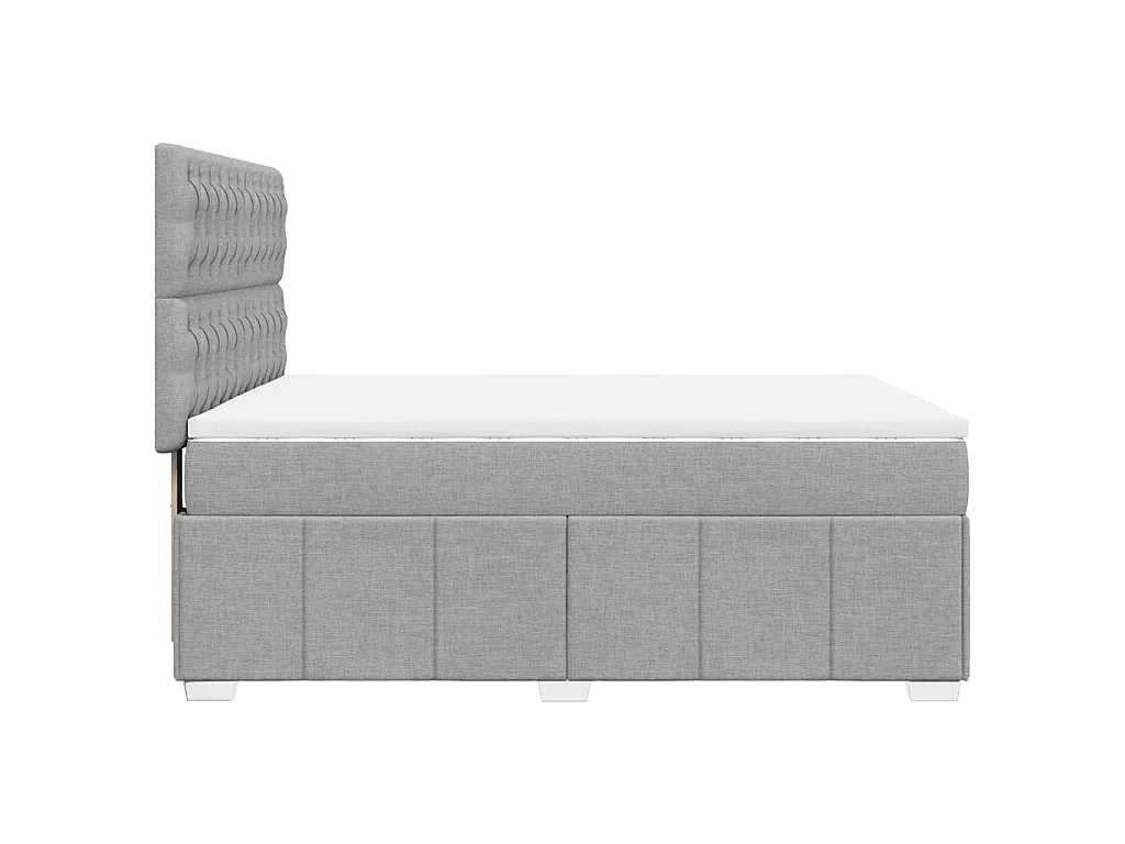 Cama box spring con colchón tela gris claro 140x200 cm