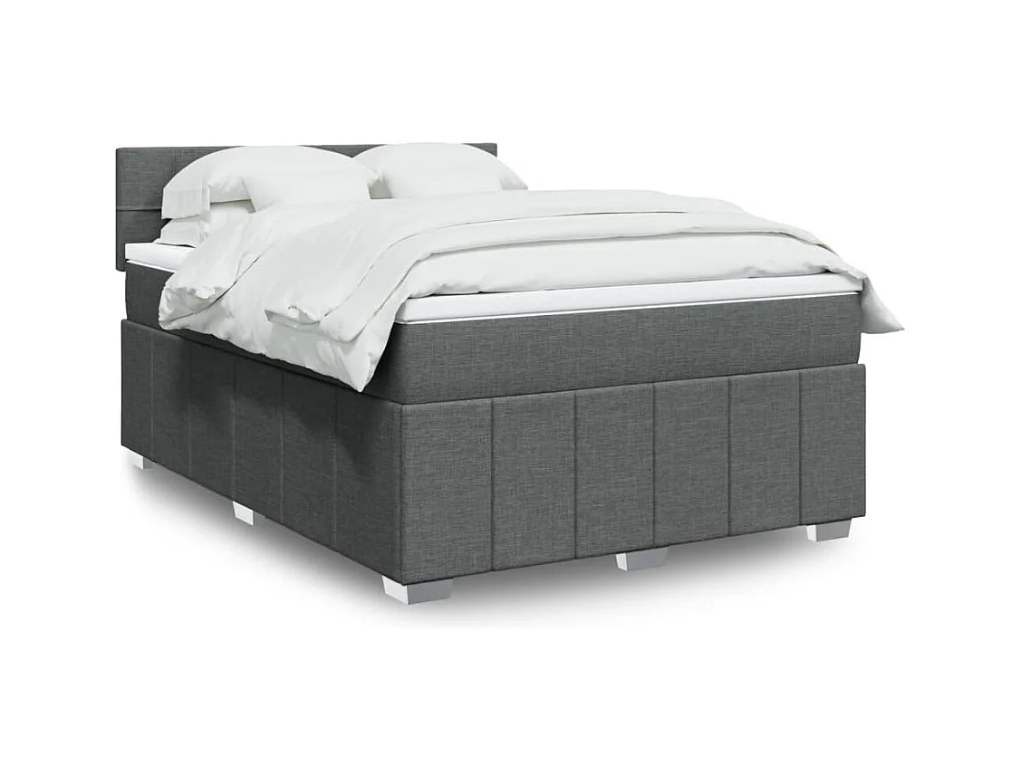 Sommier à lattes de lit avec matelas Gris foncé 140x190cm Tissu
