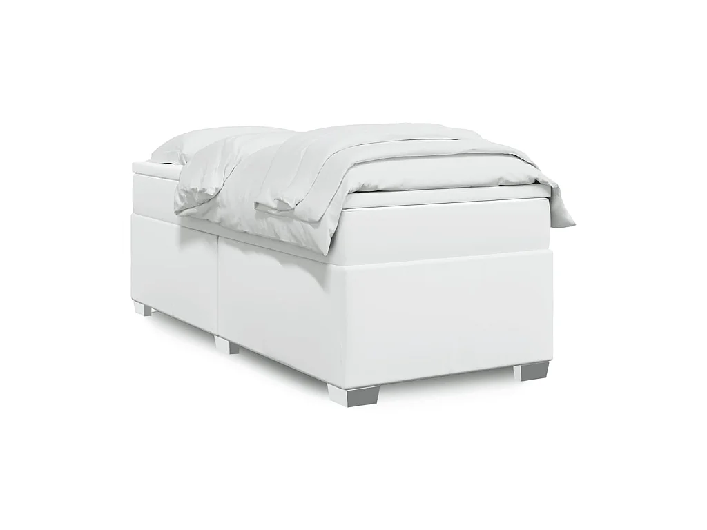 Sommier à lattes de lit avec matelas Blanc 90x200 cm Similicuir