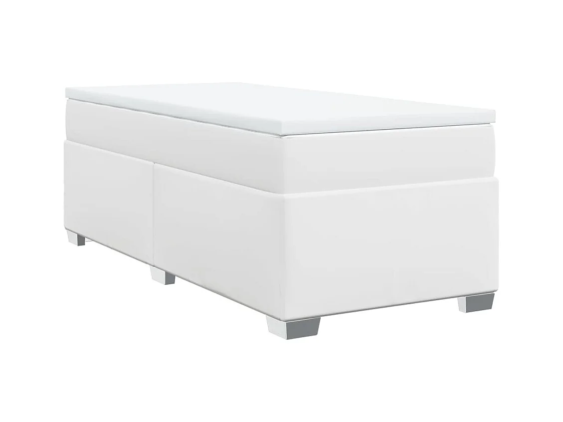 Sommier à lattes de lit avec matelas Blanc 90x200 cm Similicuir