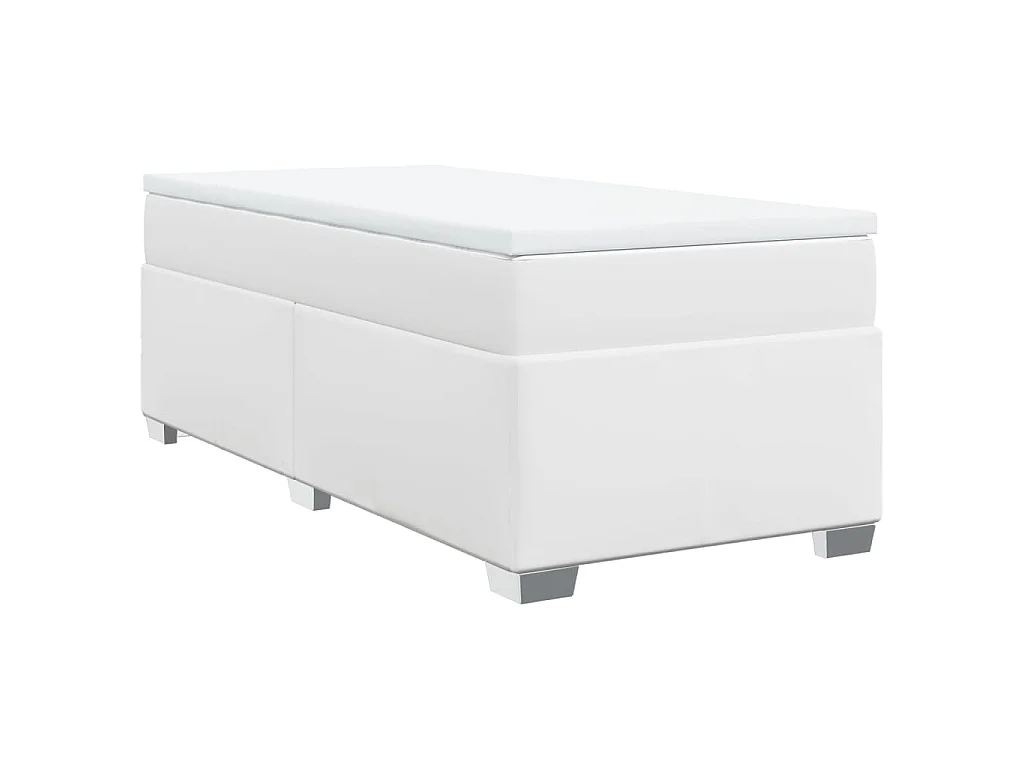 Boxspringbett mit Matratze Weiß 90x200 cm Kunstleder