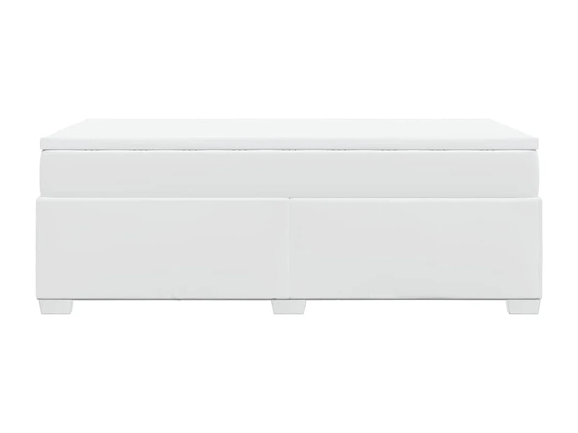 Boxspringbett mit Matratze Weiß 90x200 cm Kunstleder