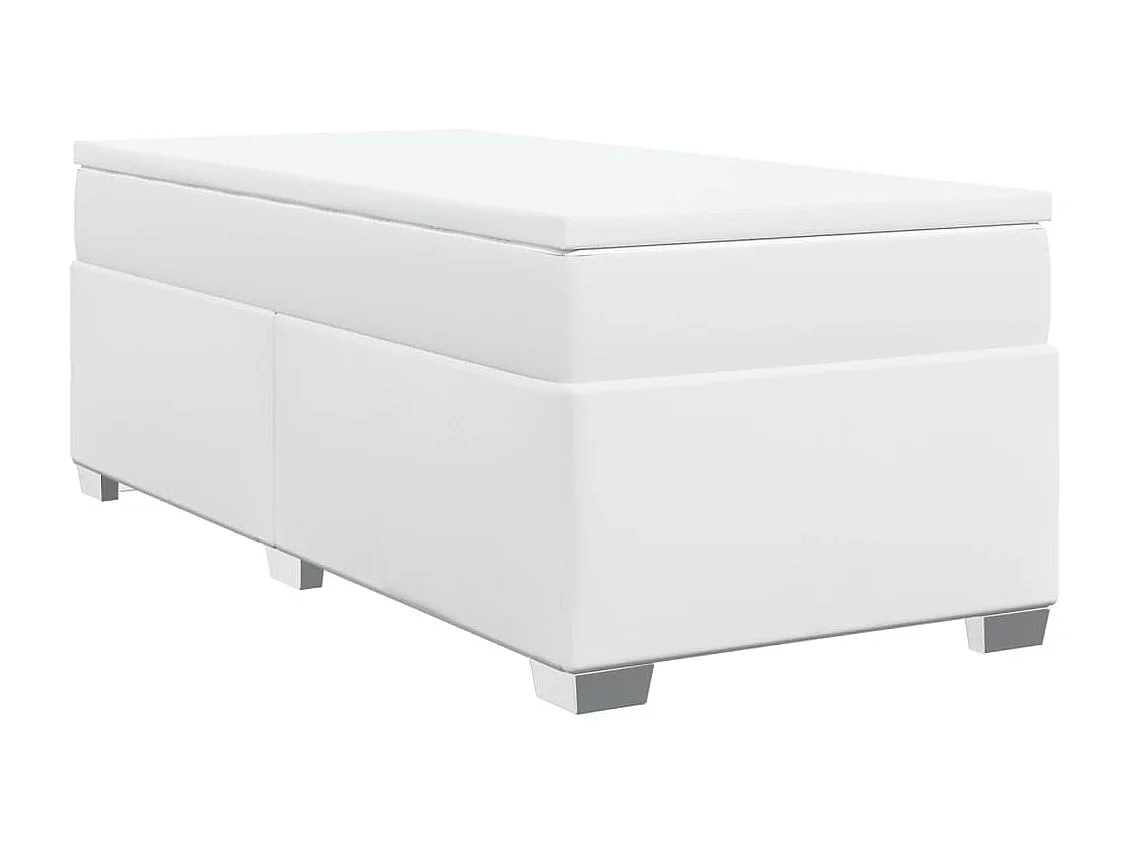 Boxspringbett mit Matratze Weiß 90x200 cm Kunstleder