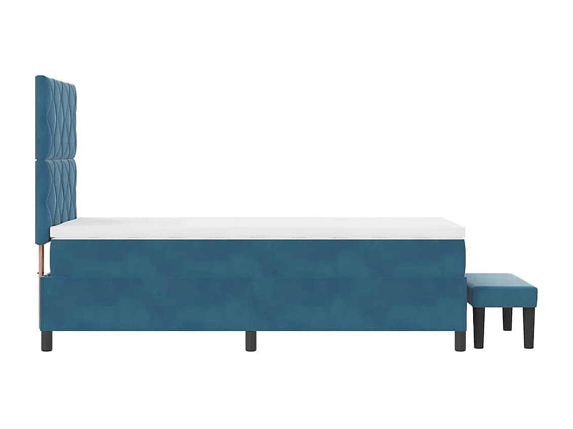 Lit à ressorts avec tête de lit Bleu foncé 190 x 90 cm Velours
