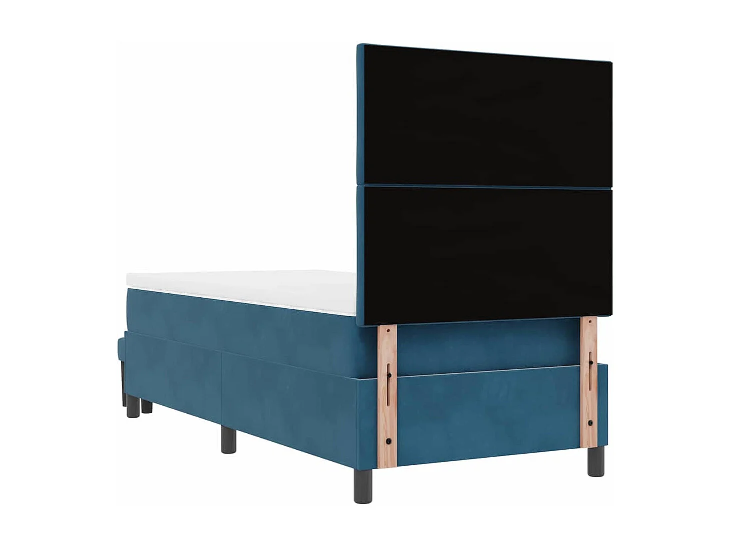 Lit à ressorts avec tête de lit Bleu foncé 190 x 90 cm Velours