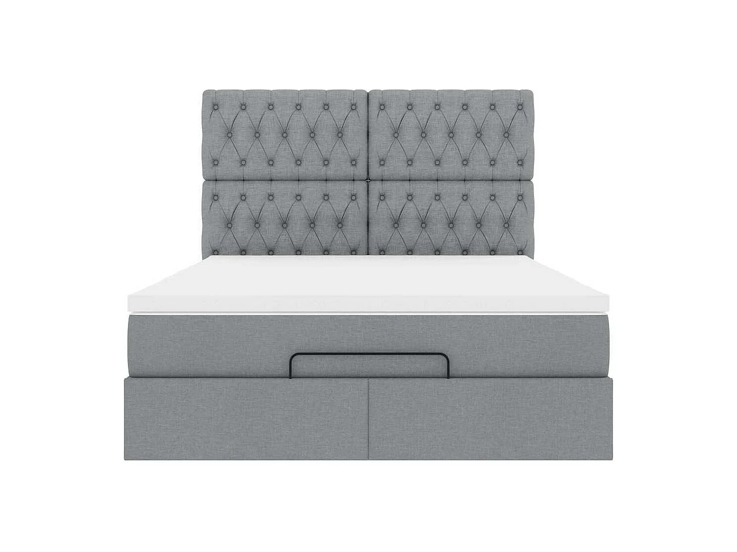 Ottoman-Bett mit Matratze & LEDs Hellgrau 140x190 cm Stoff